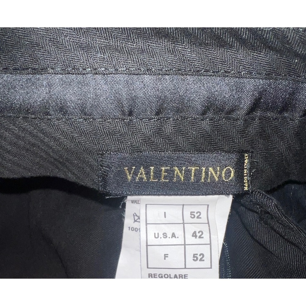 Valentino Black Straight Pants Sz 42 Virgin Wool Luxury Designer Trousers - Picture 4 of 6